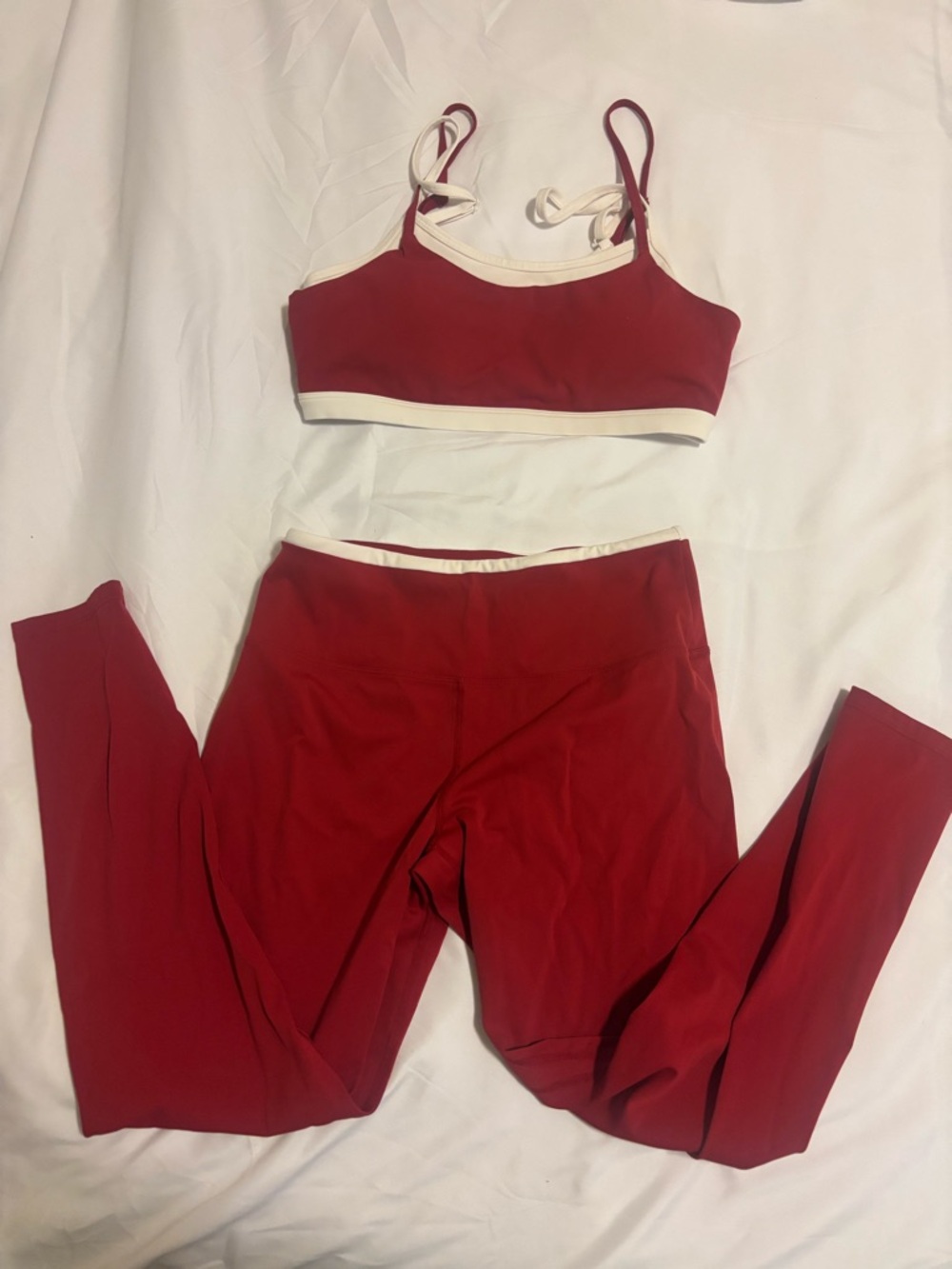 Red Two-Piece Active SET With white trim